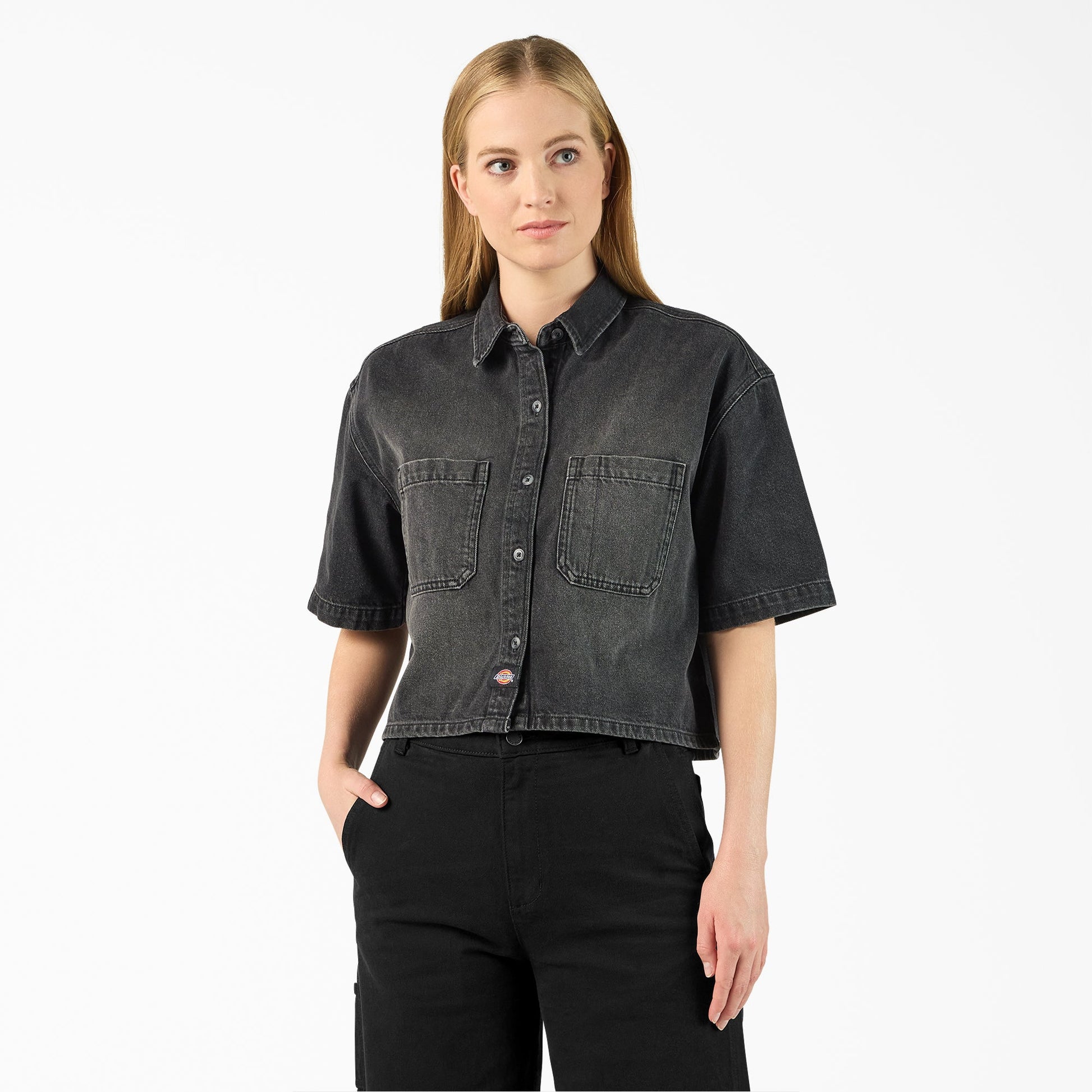 Women's Cropped Denim Work Shirt Dickies Women|Sale