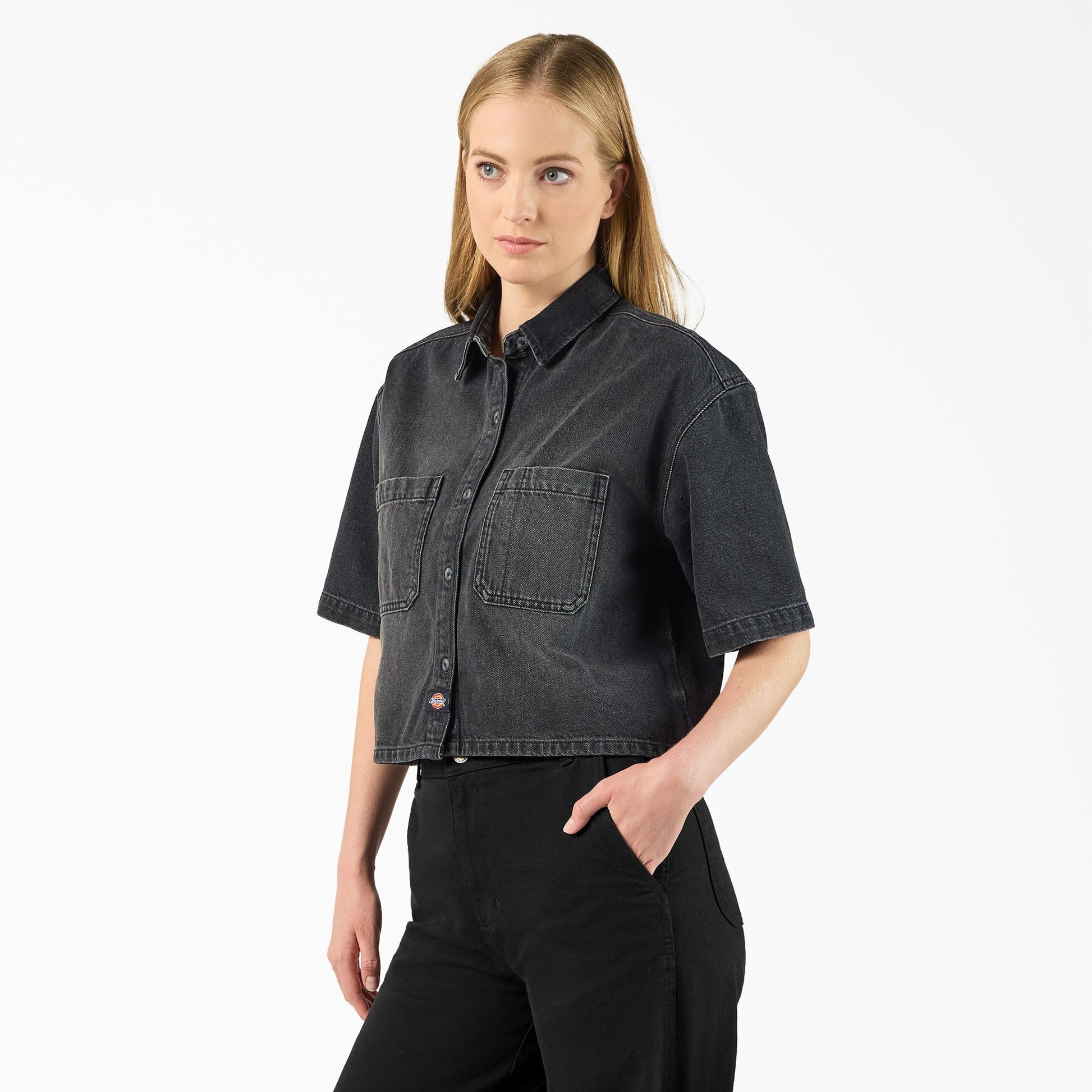 Women's Cropped Denim Work Shirt Dickies Women|Sale