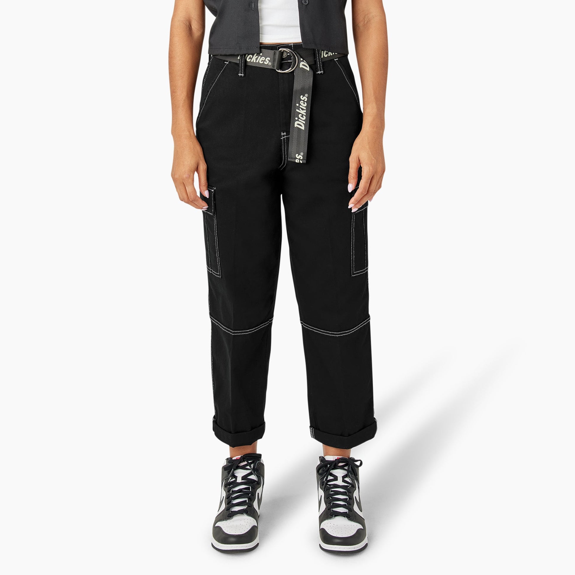 Women's Relaxed Fit Contrast Stitch Cropped Cargo Pants Dickies Sale