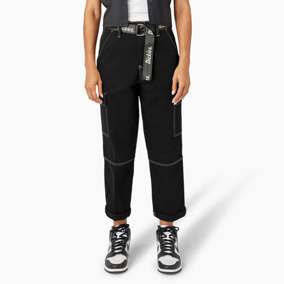 Women's Relaxed Fit Contrast Stitch Cropped Cargo Pants Dickies Sale