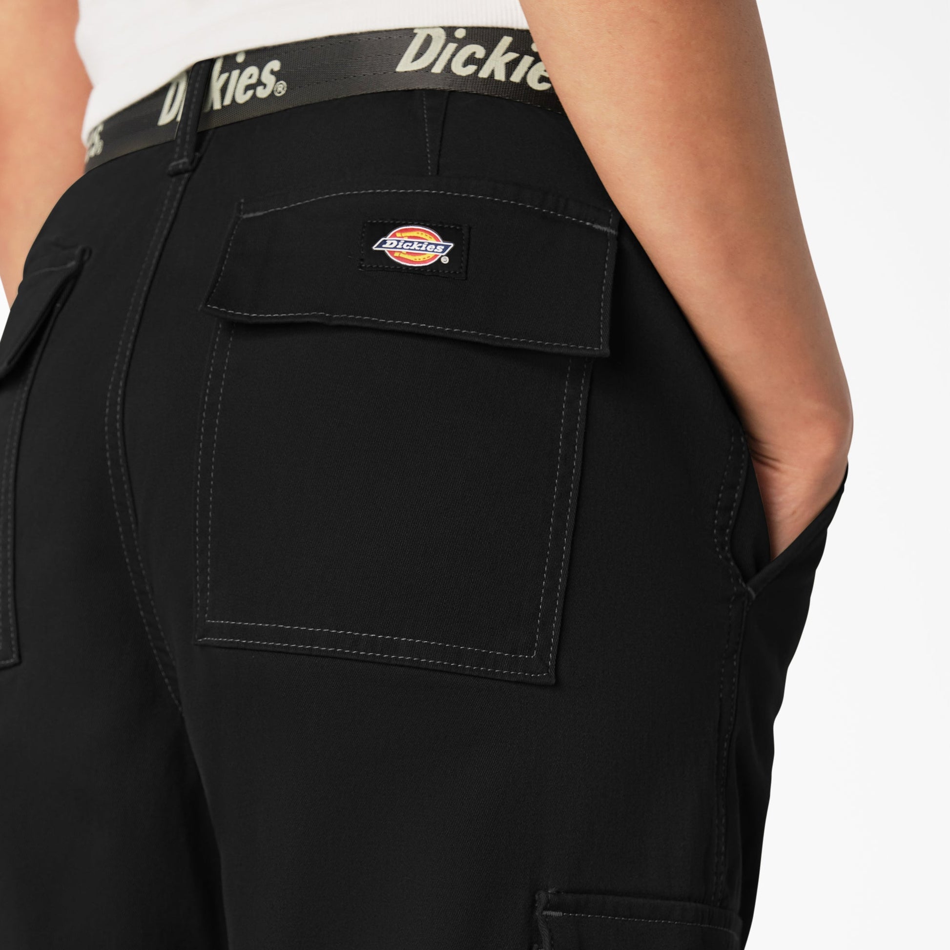 Women's Relaxed Fit Contrast Stitch Cropped Cargo Pants Dickies Sale