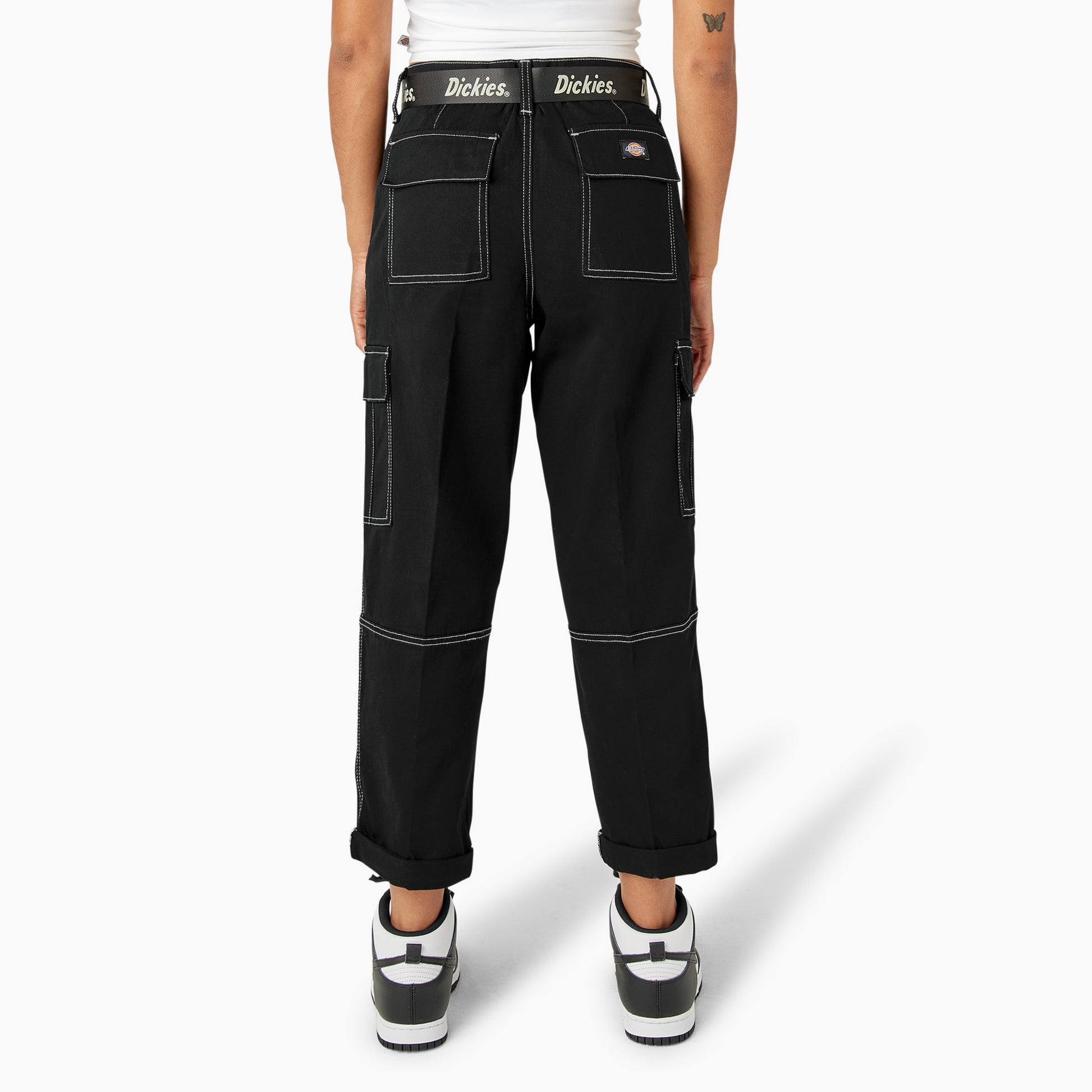 Women's Relaxed Fit Contrast Stitch Cropped Cargo Pants Dickies Sale
