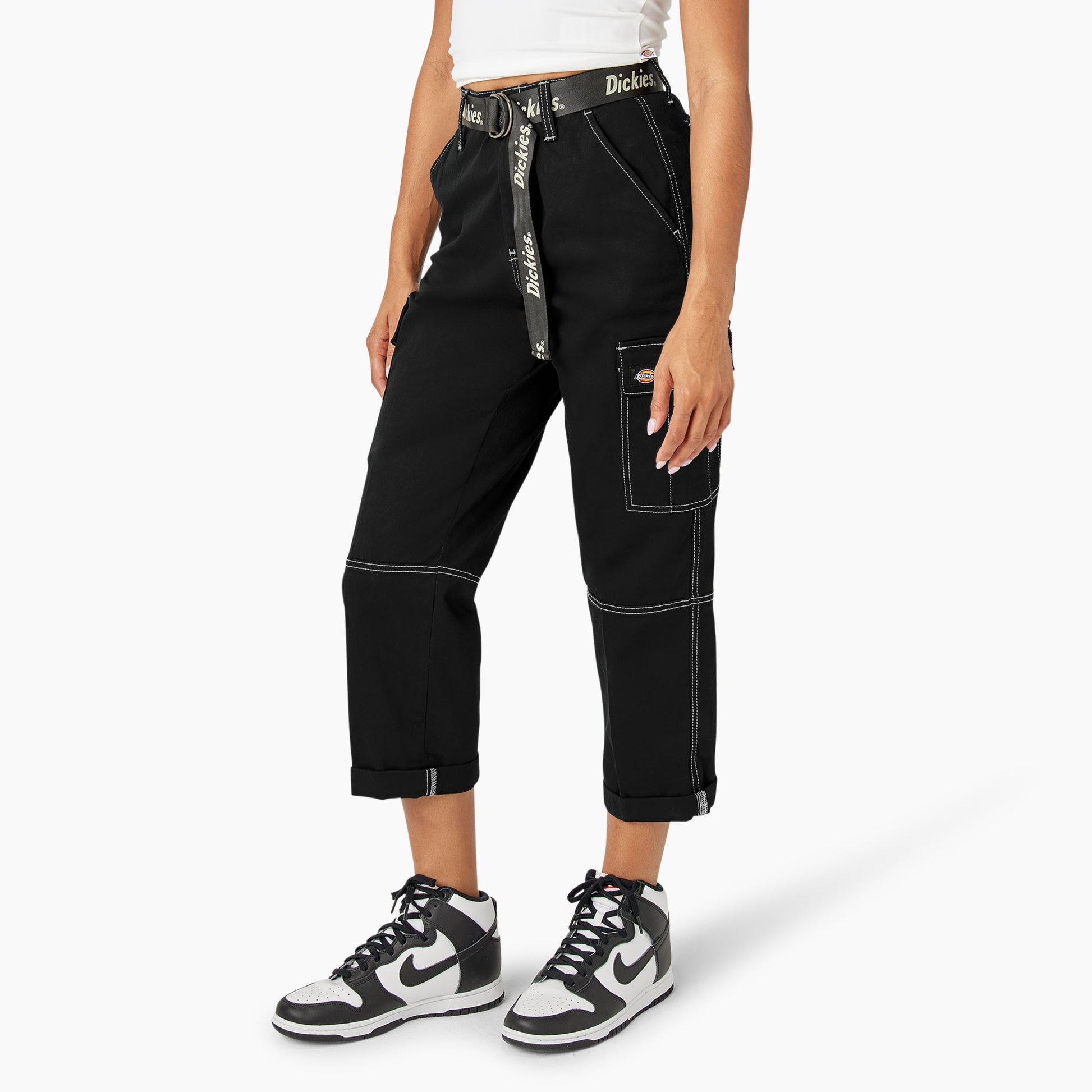 Women's Relaxed Fit Contrast Stitch Cropped Cargo Pants Dickies Sale