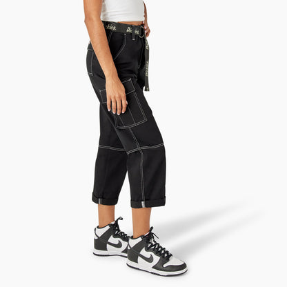 Women's Relaxed Fit Contrast Stitch Cropped Cargo Pants Dickies Sale