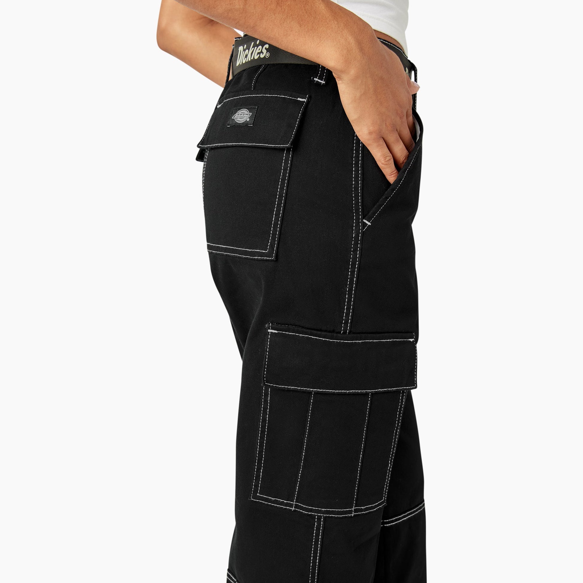 Women's Relaxed Fit Contrast Stitch Cropped Cargo Pants Dickies Sale