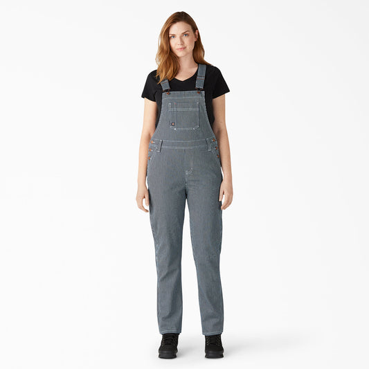 Women's Hickory Stripe Boyfriend Fit Bib Overalls Dickies Women