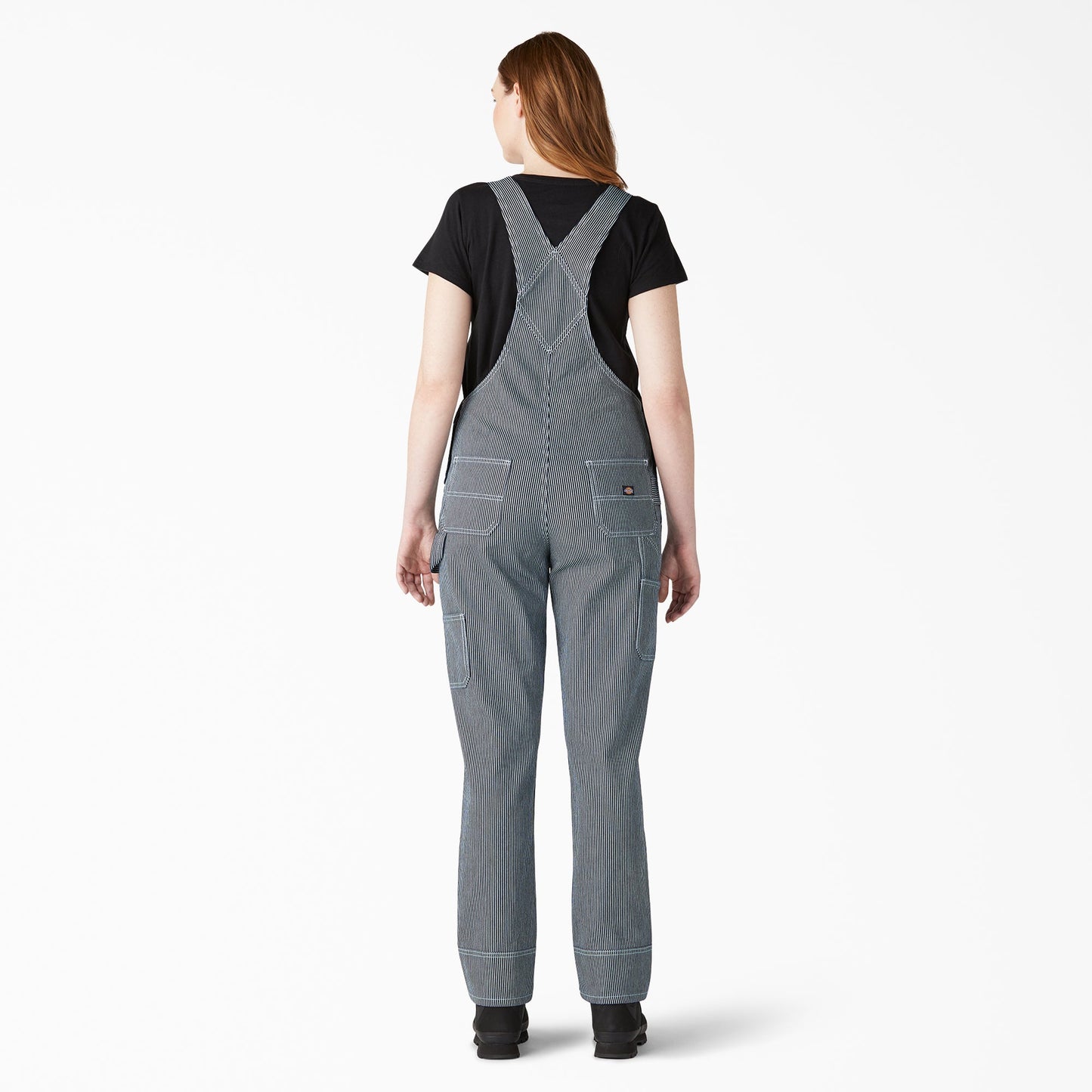 Women's Hickory Stripe Boyfriend Fit Bib Overalls Dickies Women