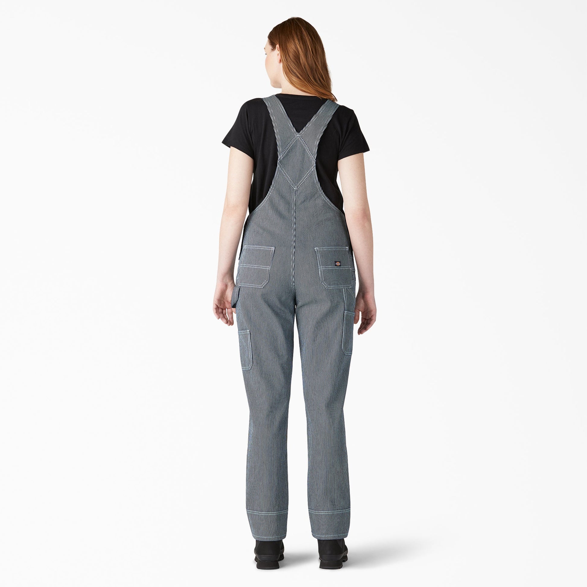 Women's Hickory Stripe Boyfriend Fit Bib Overalls Dickies Women