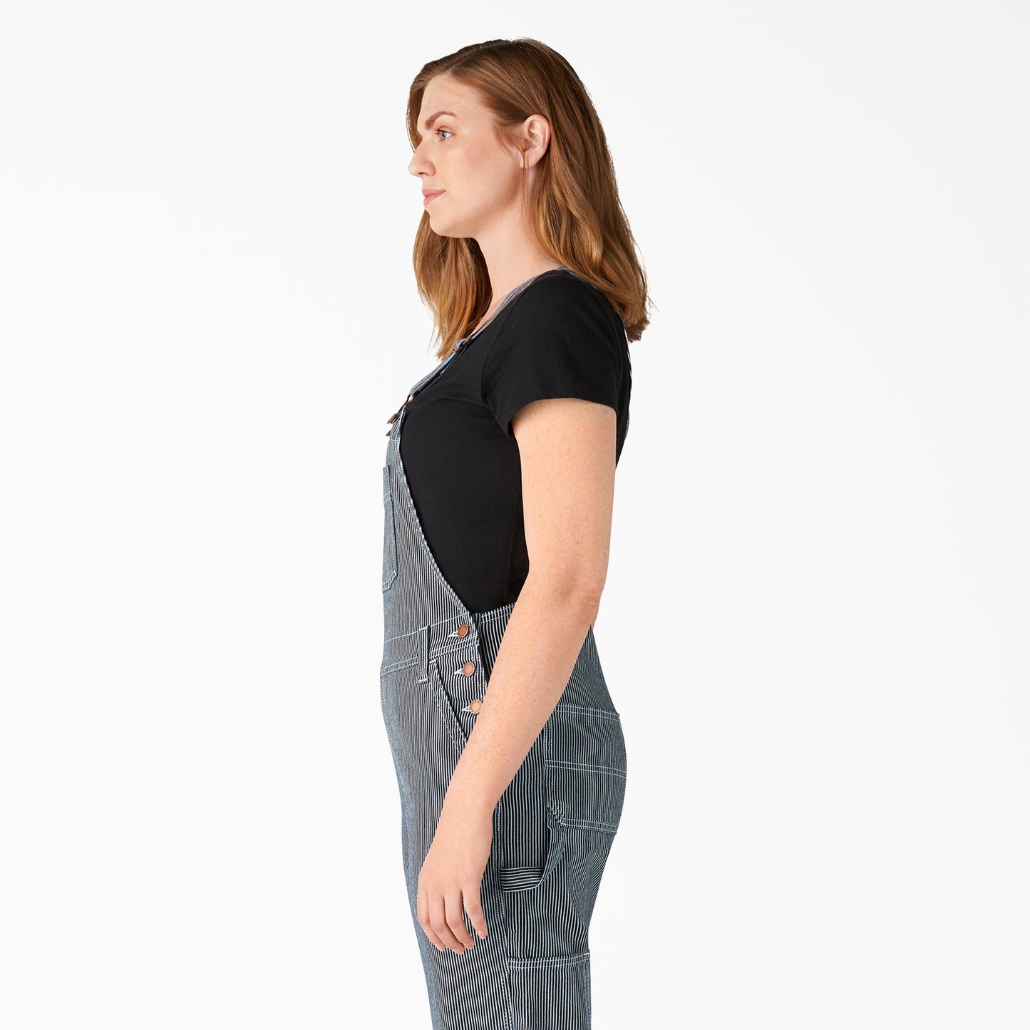 Women's Hickory Stripe Boyfriend Fit Bib Overalls Dickies Women
