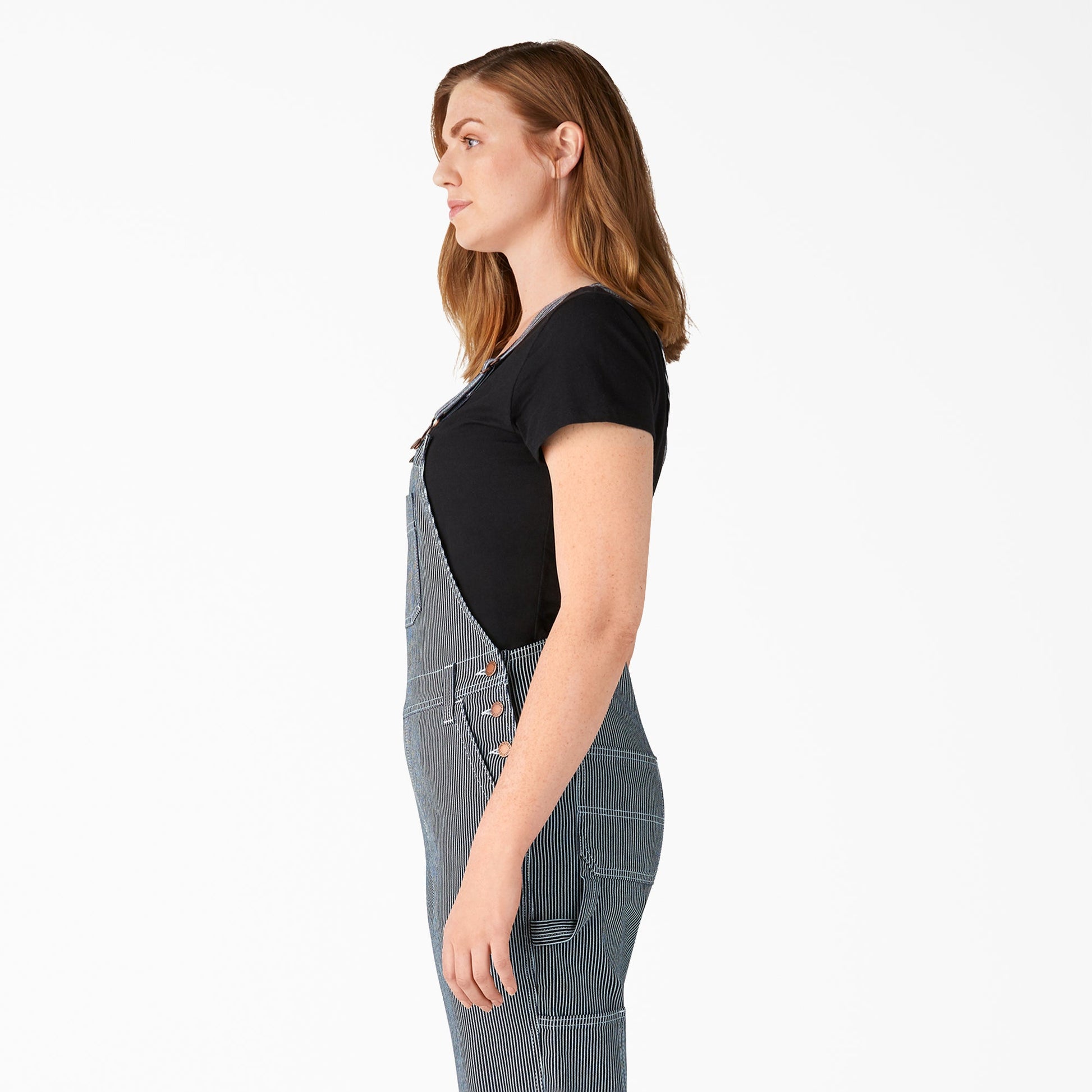 Women's Hickory Stripe Boyfriend Fit Bib Overalls Dickies Women