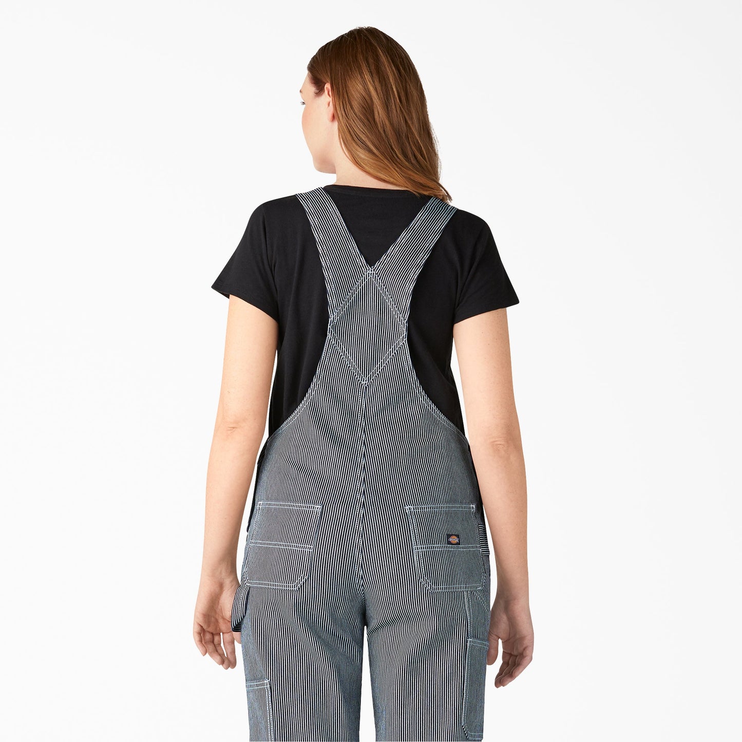Women's Hickory Stripe Boyfriend Fit Bib Overalls Dickies Women
