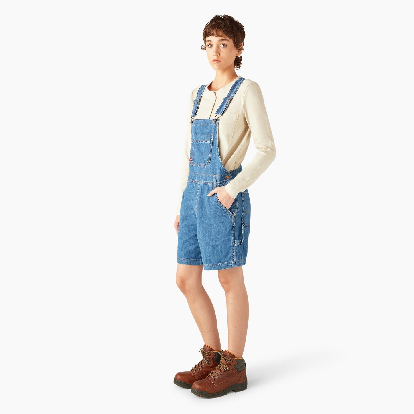 Women's Relaxed Fit Bib Shortalls, 7" Dickies Women