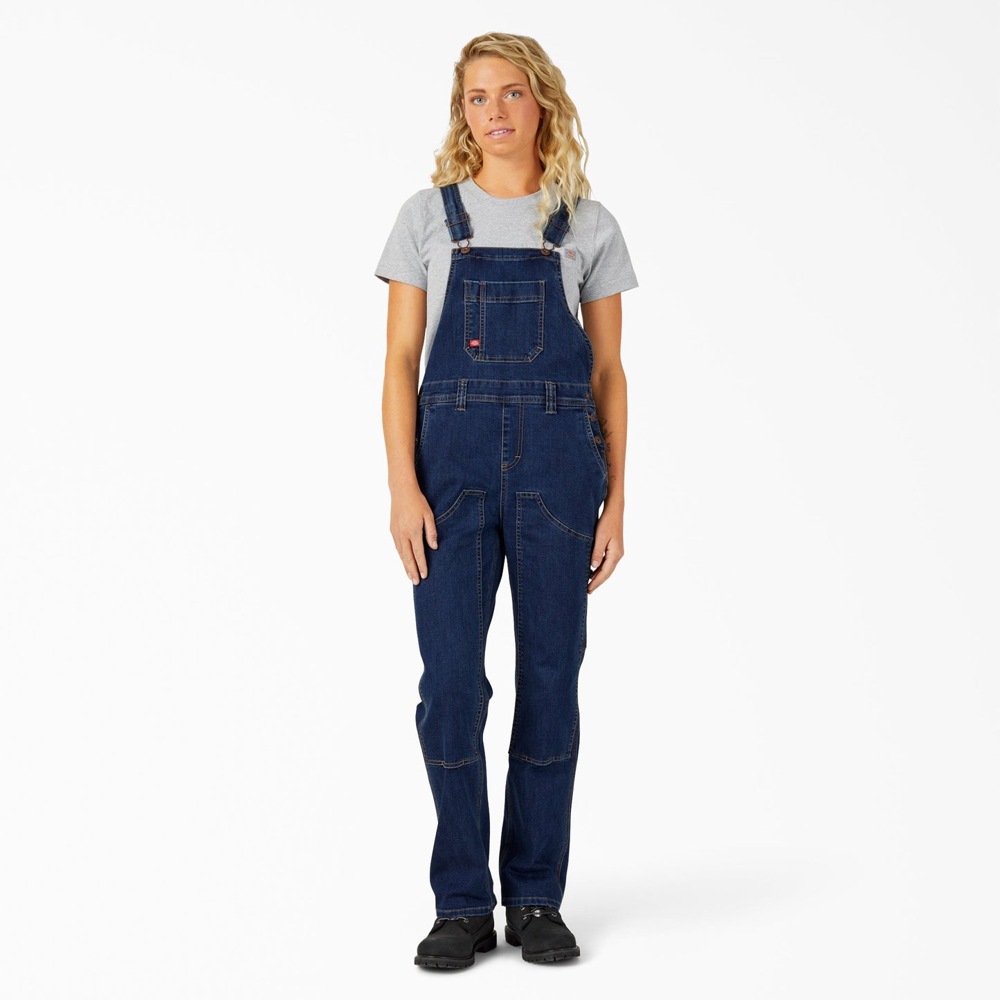 Women's Straight Fit Denim Double Front Bib Overalls Dickies Women