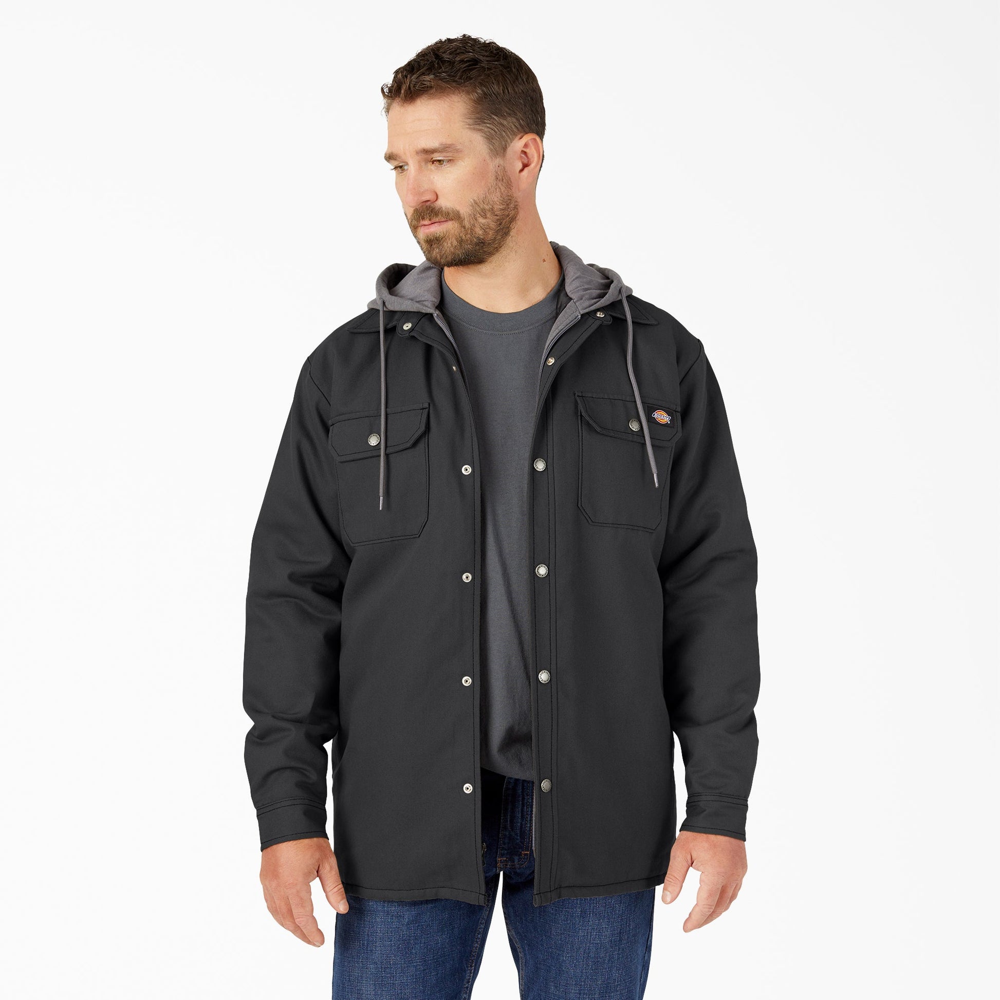 Water Repellent Duck Hooded Shirt Jacket Dickies Men