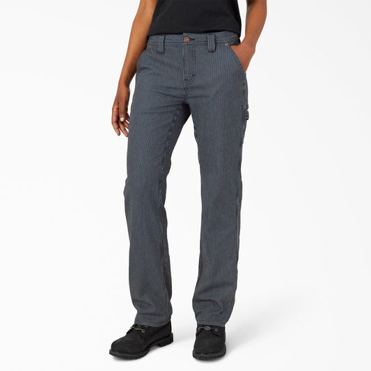 Women's FLEX Relaxed Fit Hickory Stripe Carpenter Pants Dickies Women