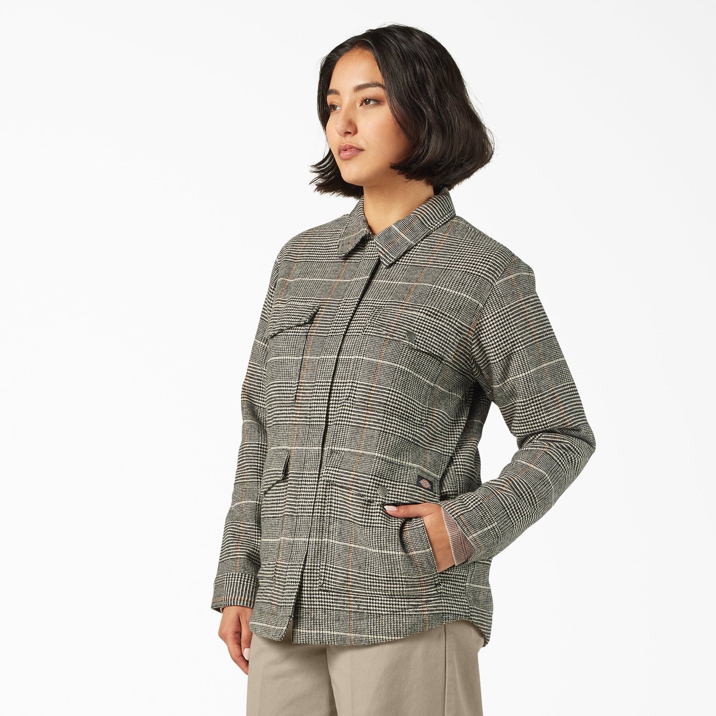 Women’s Fleece Lined Flannel Chore Coat Dickies Women