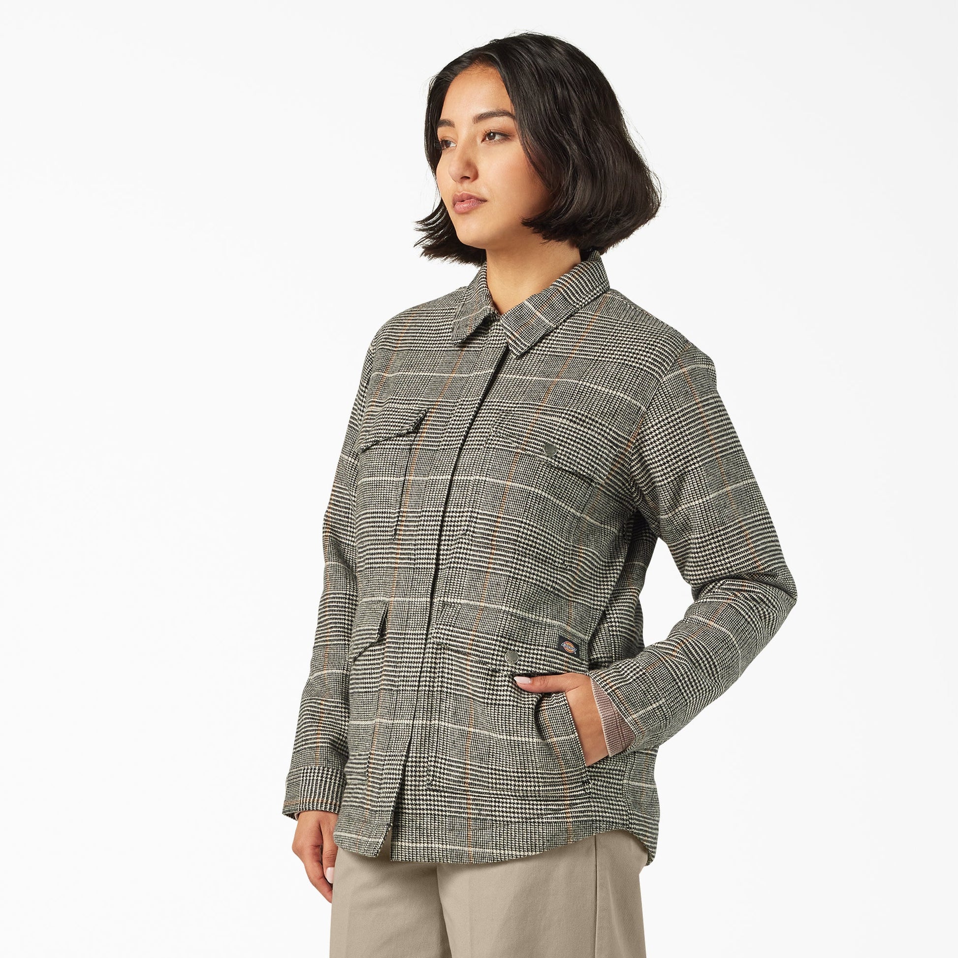 Women’s Fleece Lined Flannel Chore Coat Dickies Women