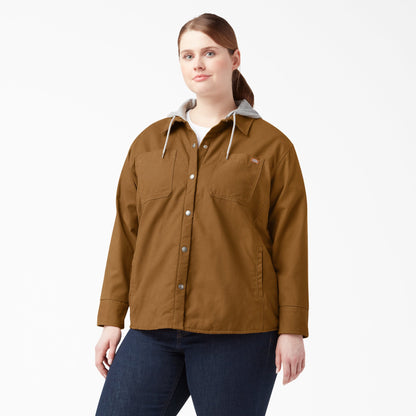 Women's Plus Duck Hooded Shirt Jacket Dickies Women