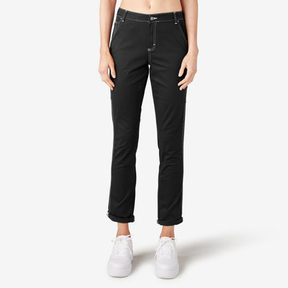 Women's Slim Straight Fit Roll Hem Carpenter Pants Dickies Women