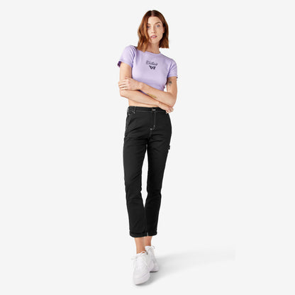 Women's Slim Straight Fit Roll Hem Carpenter Pants Dickies Women