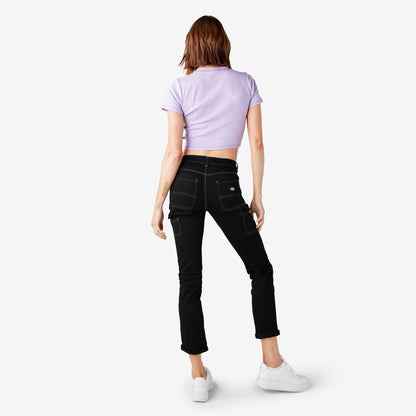 Women's Slim Straight Fit Roll Hem Carpenter Pants Dickies Women
