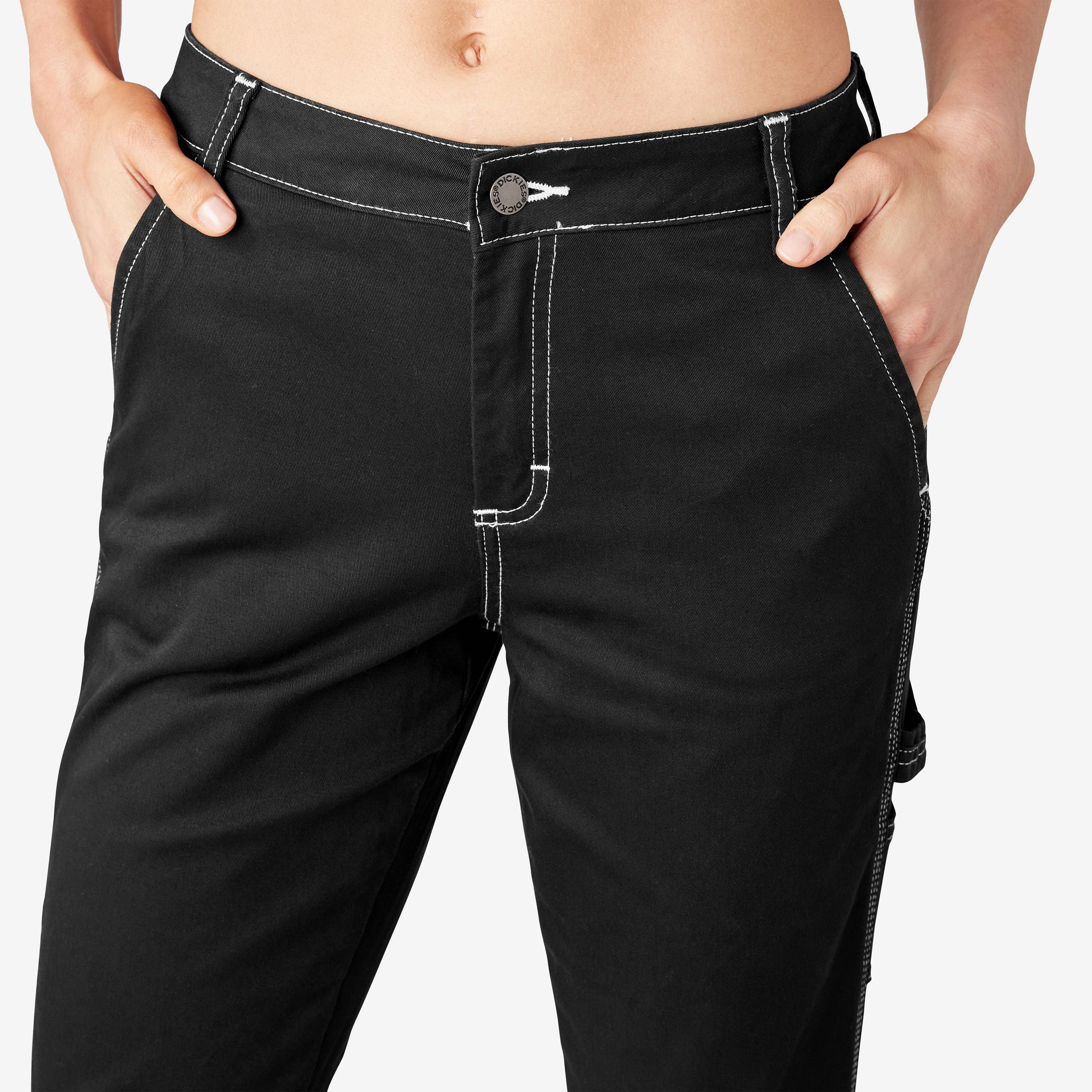 Women's Slim Straight Fit Roll Hem Carpenter Pants Dickies Women