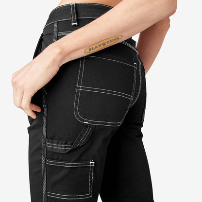 Women's Slim Straight Fit Roll Hem Carpenter Pants Dickies Women