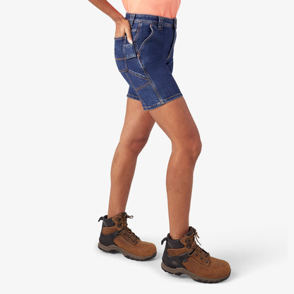 Women’s Relaxed Fit Denim Carpenter Shorts, 7" Dickies Women