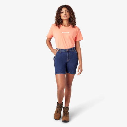 Women’s Relaxed Fit Denim Carpenter Shorts, 7" Dickies Women